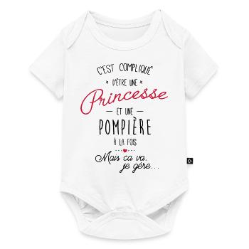 Princesse et pompière - pompier - Body à manches courtes Premium Bébé - blanc - Devant