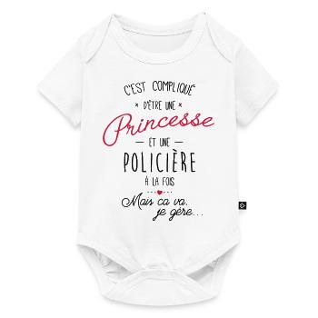 princesse et policière - Body à manches courtes Premium Bébé - blanc - Devant