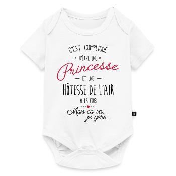 princesse et Hôtesse de l'air - Body à manches courtes Premium Bébé - blanc - Devant