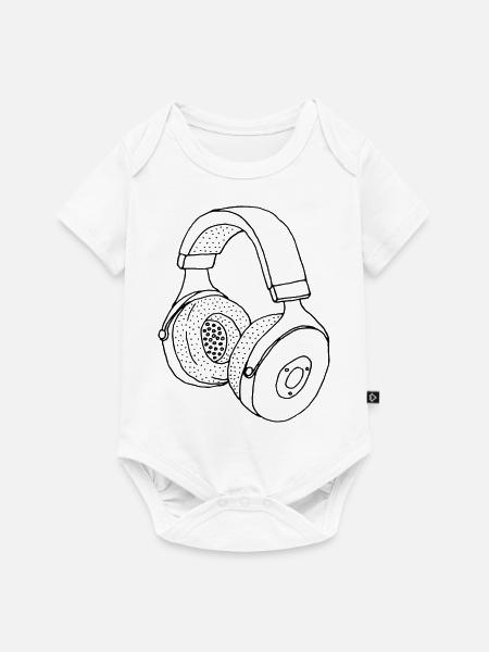 Kopfhörer - Baby Premium Kurzarmbody - Weiß