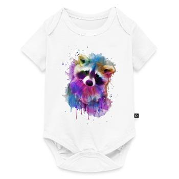 Raton laveur / Aquarelle / Conception arc-en-ciel - Body à manches courtes Premium Bébé - blanc - Devant