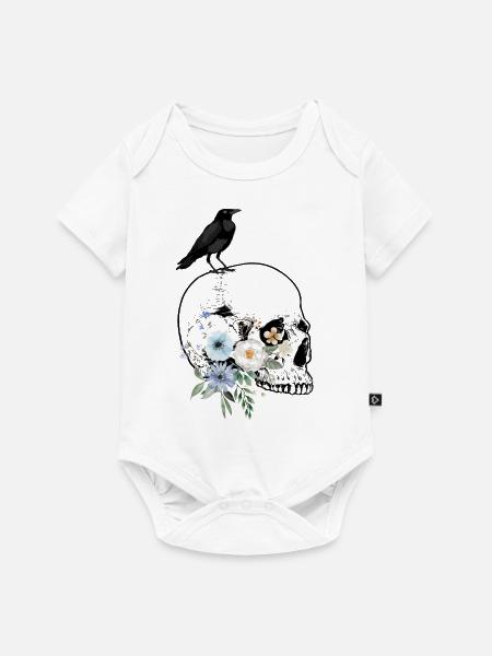 Krähenschädel - Baby Premium Kurzarmbody - Weiß