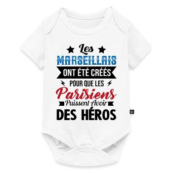 Marseillais Humour Anti Parisien Cadeau Marseille - Body à manches courtes Premium Bébé - blanc - Devant