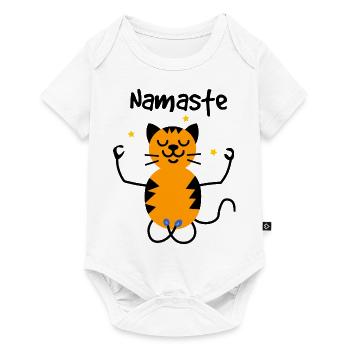 NAMASTE YOGA CAT - Baby Premium short-sleeve bodysuit - white - Front