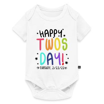 Happy Twosday 2.22.22 Mathématiciens colorés de deux jours - Body à manches courtes Premium Bébé - blanc - Devant