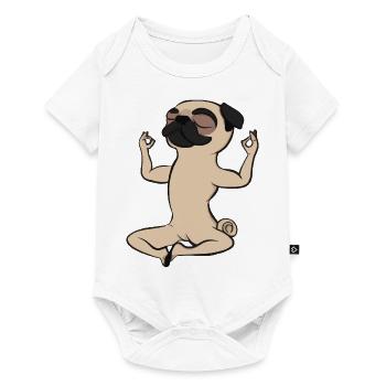 Le chien carlin fait une idée cadeau aux amateurs de yoga yoga - Body à manches courtes Premium Bébé - blanc - Devant