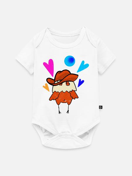 Hähnchen Cowboy - Baby Premium Kurzarmbody - Weiß