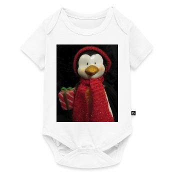 Pingouin avec chapeau, écharpe et cadeau - Body à manches courtes Premium Bébé - blanc - Devant