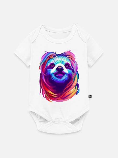 Faultier Bunt - Baby Premium Kurzarmbody - Weiß