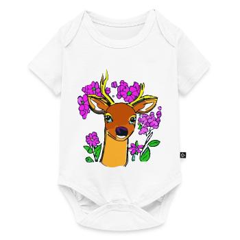 Deer with corolla: A touch of the wilderness - Baby Premium short-sleeve bodysuit - white - Front