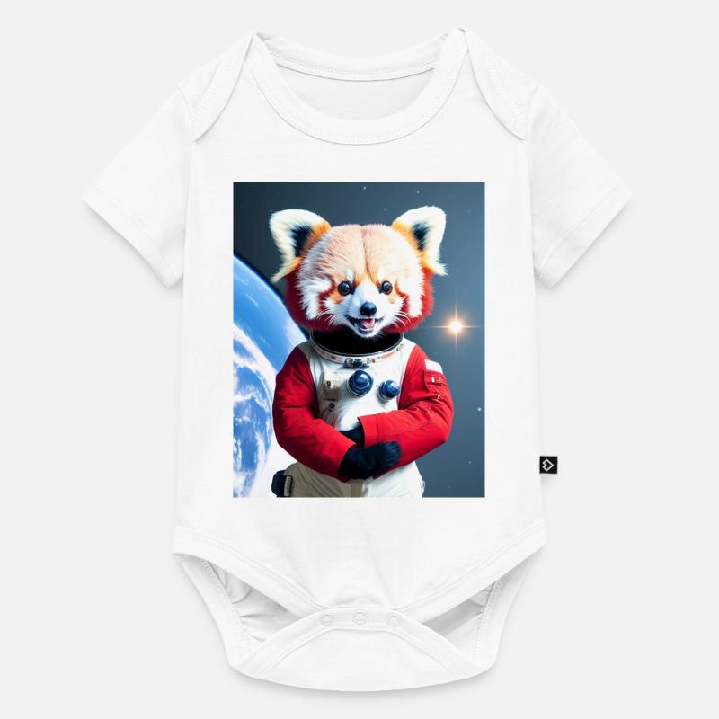 Joyeux panda rouge austronaute - Body à manches courtes Premium Bébé - blanc