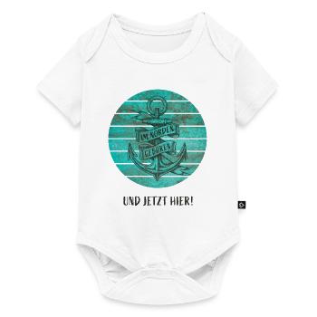 Im Norden geboren und jetzt hier - Baby Premium Kurzarmbody - Weiß - Vorne