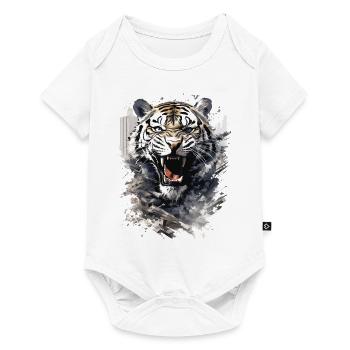 Tigre, Tête De Tigre, Gros Chat, Prédateur, Fort, Puissance - Body à manches courtes Premium Bébé - blanc - Devant