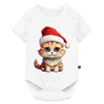 Weihnachtspfote: Niedliche Katze mit Mütze 2 - Baby Premium Kurzarmbody - Weiß - Vorne