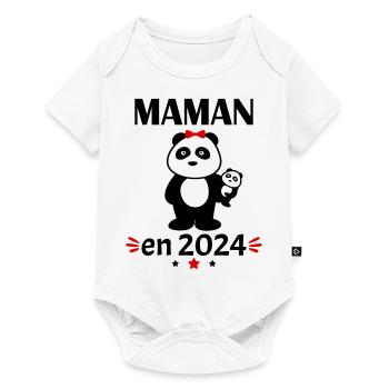 Maman en 2024, annonce grossesse, famille - Body à manches courtes Premium Bébé - blanc - Devant