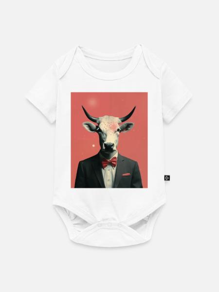 Mann Kuh surreale Collage - Baby Premium Kurzarmbody - Weiß