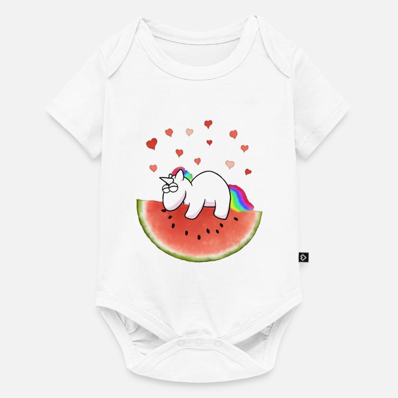 Licorne sur pastèque - Body à manches courtes Premium Bébé - blanc