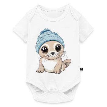 phoque mignon mignon bébé enfants animal dessin animé - Body à manches courtes Premium Bébé - blanc - Devant