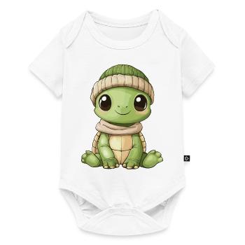 tortue mignon mignon bébé enfants animal dessin animé - Body à manches courtes Premium Bébé - blanc - Devant