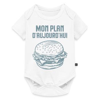 Mon plan d aujourd hui hamburger - Body à manches courtes Premium Bébé - blanc - Devant