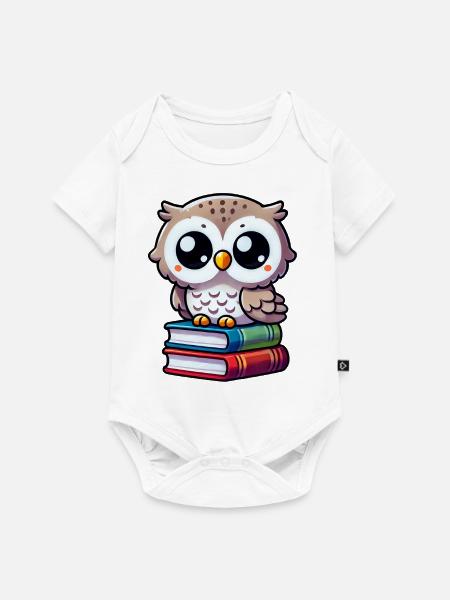 Eule auf Büchern - Baby Premium Kurzarmbody - Weiß