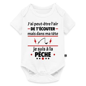 Dans ma tête je suis à la pêche, cadeau noël - Body à manches courtes Premium Bébé - blanc - Devant
