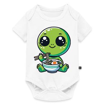 Alien with noodles ramen kawaii Alien - Baby Premium short-sleeve bodysuit - white - Front