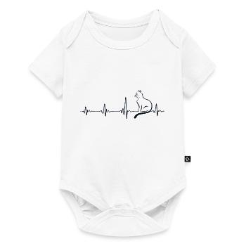 Heartbeat Cat Dark Blue - Baby Premium Kurzarmbody - Weiß - Vorne