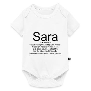 Name Definition Sara - Baby Premium Kurzarmbody - Weiß - Vorne