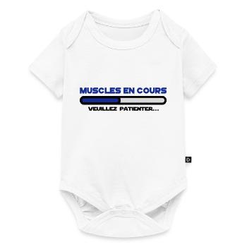 muscles en cours veuillez patienter, sport - Body à manches courtes Premium Bébé - blanc - Devant