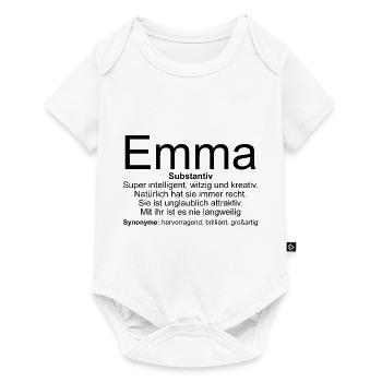 Name Definition Emma - Baby Premium Kurzarmbody - Weiß - Vorne