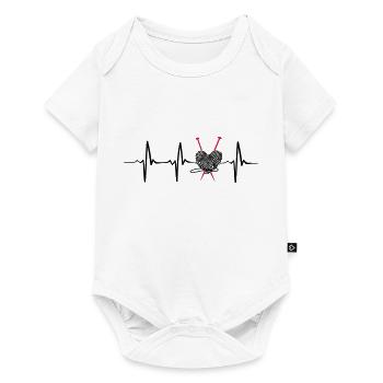 Heartbeat knitting lustig geschenk - Baby Premium Kurzarmbody - Weiß - Vorne
