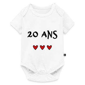 20 ANS. 20e ANNIVERSAIRE. ANNIVERSAIRE 20 ANS - Body à manches courtes Premium Bébé - blanc - Devant