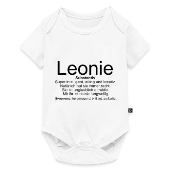 Name Definition Leonie - Baby Premium Kurzarmbody - Weiß - Vorne