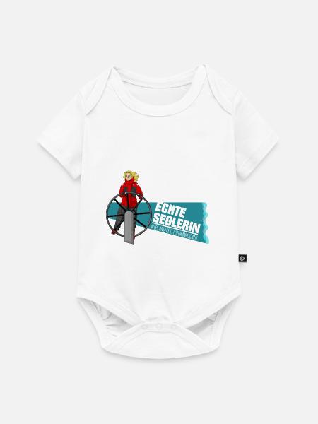 Echte Seglerin - Blond - Skipper - Segelschiff - Baby Premium Kurzarmbody - Weiß