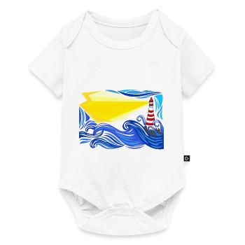 mer dans la tempête avec le phare - Body à manches courtes Premium Bébé - blanc - Devant