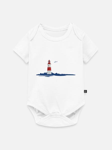 maritime Landschaft mit Leuchtturm - Baby Premium Kurzarmbody - Weiß