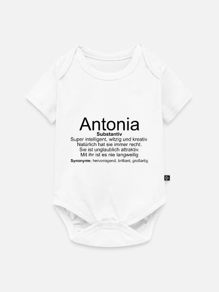 Name Definition Antonia - Baby Premium Kurzarmbody - Weiß