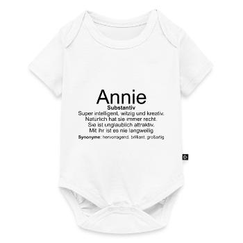 Name Definition Annie - Baby Premium Kurzarmbody - Weiß - Vorne