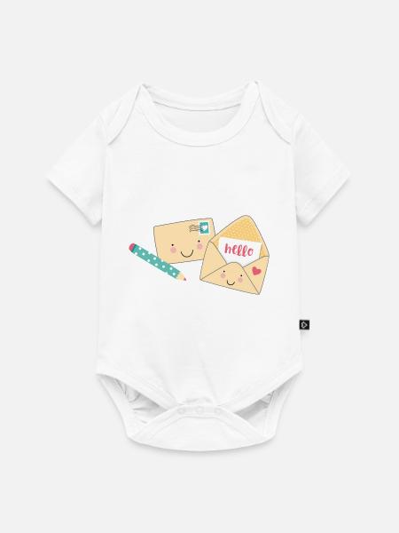 2 Briefe mit Stift - Baby Premium Kurzarmbody - Weiß