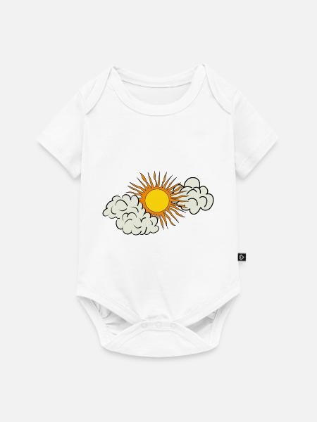 Sonne Wolken Retrostyle - Baby Premium Kurzarmbody - Weiß
