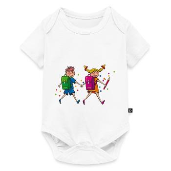 School children with satchels. Gift - Baby Premium short-sleeve bodysuit - white - Front