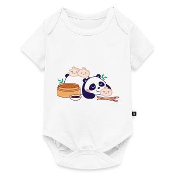 Panda mit Dim Sum - Baby Premium Kurzarmbody - Weiß - Vorne