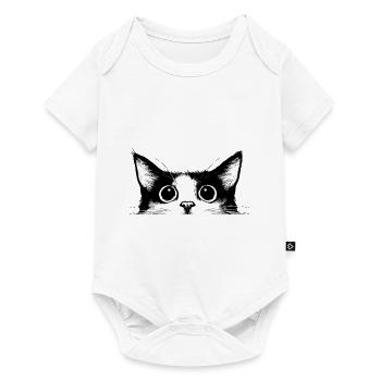 Cat Cat Head Black White Drawn Cartoon - Baby Premium short-sleeve bodysuit - white - Front