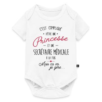 princesse et secrétaire médicale - Body à manches courtes Premium Bébé - blanc - Devant