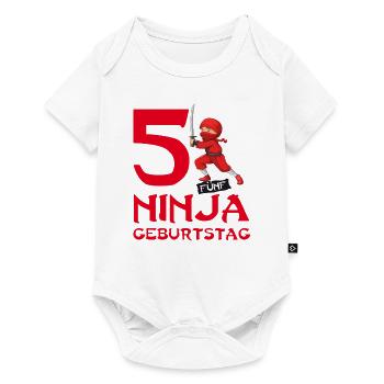 Ninja 5. fünfter Kinder Geburtstag Karate T-Shirt - Baby Premium Kurzarmbody - Weiß - Vorne