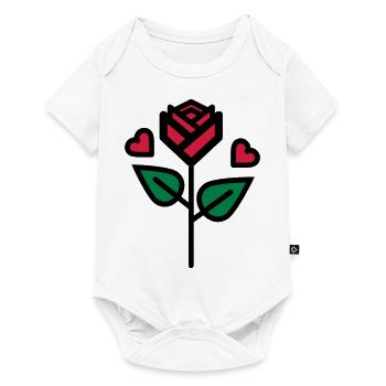 Valentine's Rose avec coeur - Body à manches courtes Premium Bébé - blanc - Devant