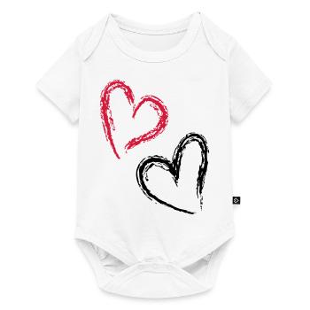 double heart - Baby Premium short-sleeve bodysuit - white - Front