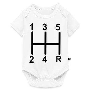 Gangschaltung - Baby Premium Kurzarmbody - Weiß - Vorne