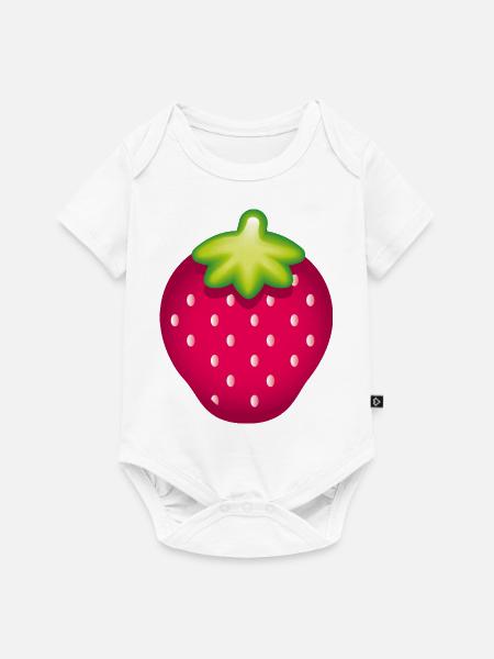 Smiley Strawberry - Baby Premium Kurzarmbody - Weiß